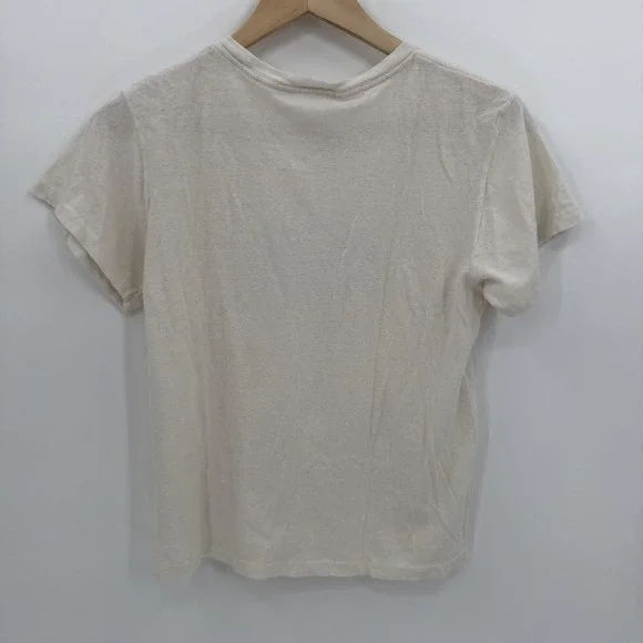 Re/Done Womens Cream "This Buds For You" Cotton T-Shirt Size Small Retro Logo - Picture 5 of 10